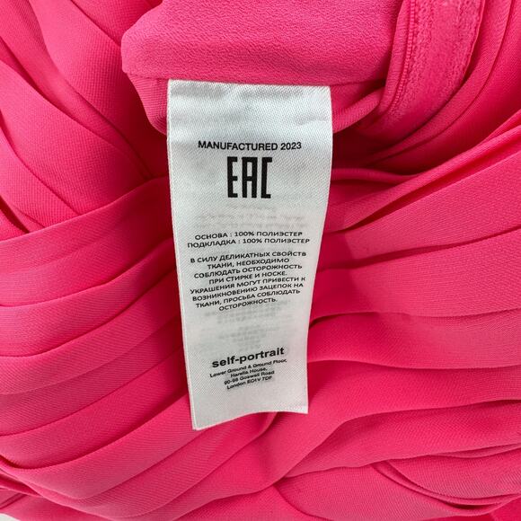 Self-Portrait Iris Pleated Sleeve Pink Criss-Cross Bodice Midi Dress 6 Crepe - Picture 12 of 16